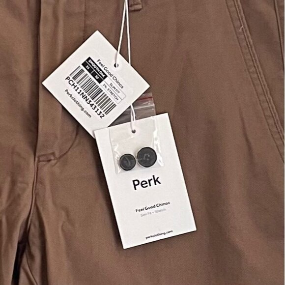 Perk Flat Front Slim Fit Stretch Feel Good Chinos Men’s 31x 32 Twill Casual NEW - Picture 8 of 13